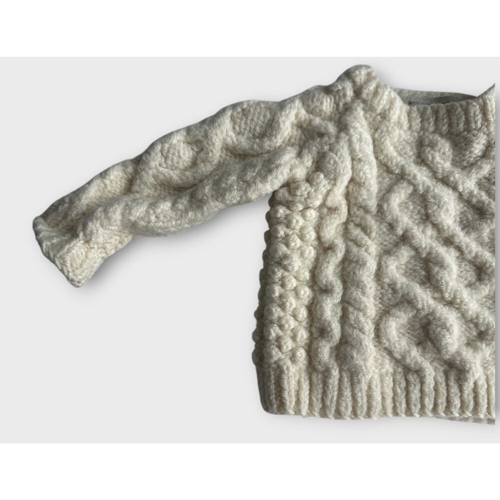 Aran Sweater Market 100% Merino Wool Sweater Shoulder Buttons Baby Size Small - Picture 3 of 15